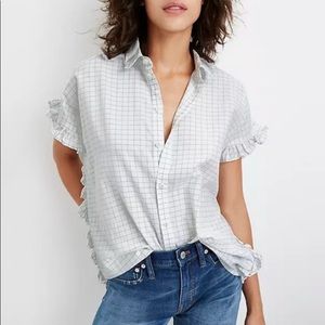 MADEWELL window pane ruffle button up